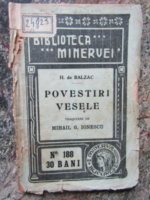 H. de Balzac - Povestiri Vesele MINERVA 1915 foto