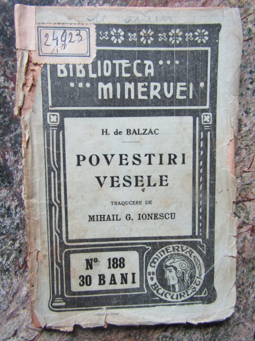 H. de Balzac - Povestiri Vesele MINERVA 1915