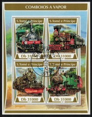 S. TOME E PRINCIPE 2017 - Trenuri cu aburi/ set complet - colita + bloc