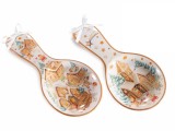 Cumpara ieftin Set 2 suporturi linguri Craciun ceramica multicolora cm 11,5 x 24,5 H
