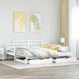 VidaXL Pat de zi cu extensie și sertare fără saltea, alb, 90x200 cm