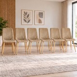 Set 6 scaune bucatarie/living,Artool,Lava,catifea maro,picioare metal natur,Artool,45x55x86 cm
