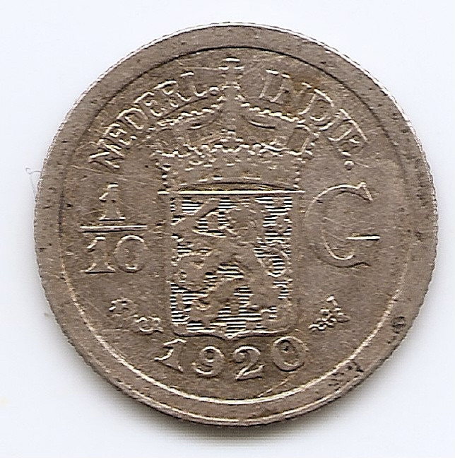 Indiile de Est Olandeze 1/10 Gulden 1920 Wilhelmina, Argint 1.25g/720,KM-311 (1)