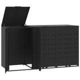 Cumpara ieftin Depozitare cos gunoi cu roti 3 cosuri negru 207x79x117 cm otel