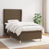 vidaXL Pat box spring cu saltea, maro &icirc;nchis, 90x200 cm, textil
