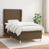 Pat box spring cu saltea, maro &icirc;nchis, 90x200 cm, textil GartenMobel Dekor, vidaXL