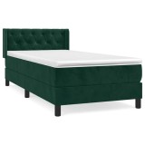 Cumpara ieftin Pat box spring cu saltea, verde inchis, 80x200 cm, catifea