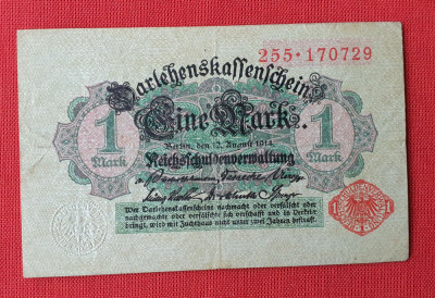 1 Mark 1914 - Reichsmark Mark GERMANIA bancnota veche originala foto