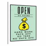 Tablou Canvas, Tablofy, Open 24H &middot; Monopoly Edition, Printat Digital, 40 &times; 50 cm