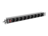 Lanberg PDU, 09F, 0300, BK , PDU 19 1U, 16A, 9A Schuko, 3 m, Aluminiu, Negru