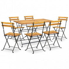 Set mobilier de exterior pliabil, 7 piese, lemn masiv de acacia