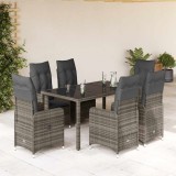 VidaXL Set bistro de grădină cu perne, 7 piese, gri, poliratan