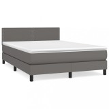 Cumpara ieftin Pat box spring cu saltea, gri, 140x200 cm, piele ecologica