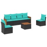 Cumpara ieftin Set canapele de gradina cu 7 piese si perne, poliratan negru