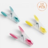 Carlige pentru rufe Softgrip CMCLASS, Set 12 buc, 3 culori, Lungime 8.5 cm, Design Ergonomic
