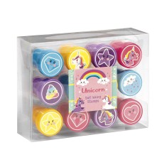 Set 12 stampile cu unicorni cu tus propriu