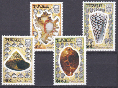 DB1 Fauna Marina Tuvalu 1991 Scoici 4 v. MNH foto