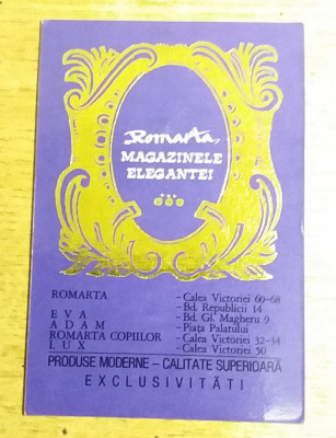 C9 11 - 1975 - Calendare de buzunar - reclama magazinele Romarta foto