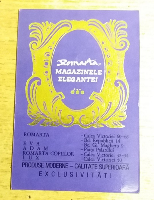 M3 C31 - 1975 - Calendare de buzunar - reclama magazinele Romarta