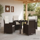 Cumpara ieftin Set dining pentru exterior 5 buc. Maro si Alb Crema