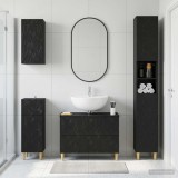 Cumpara ieftin Set de dulapuri pentru baie, 4 piese DELFT Negru Lemn prelucrat