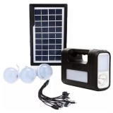 Kit Solar Portabil GDLITE GD-8017, Lanterna LED, 3 Becuri, USB, Incarcare Telefon, Acumulator 6V, Camping, Pescuit, Urgenta
