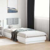 VidaXL Cadru de pat cu tăblie, alb, 90x200 cm, lemn prelucrat