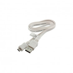 Cablu de date USB la Micro USB Ultra plat-Lungime 95cm-Culoare Alb