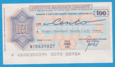 (1) CEC BANCAR ITALIAN - L&amp;#039;ISTITUTO BANCARIO ITALIANO, 100 LIRE, TORINO 1976 foto