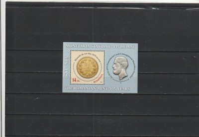 ROMANIA 2015 LP 2068 b 145 DE ANI DE LA INAUGURAREA MONETARIEI STATULUI COLITA DANTELATA MNH NESTAMPILATA foto