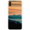 Husa silicon pentru Apple Iphone XS, Blue Mountains Orange Clouds Sunset Landscape