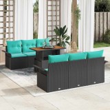 vidaXL Set de canapele pentru grădină 7 pcs Negru Rattan poli 3358020