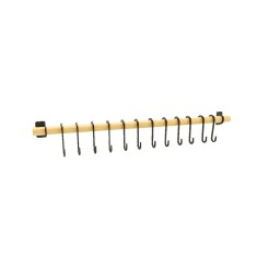 Cuier de perete din lemn de pin cu 12 agatatori, lungime bara 59 cm