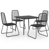 Cumpara ieftin Set mobilier de gradina, 5 piese, negru, ratan PVC