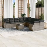 vidaXL Set mobilier de grădină cu perne, 10 piese, gri, poliratan 3254247