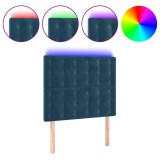 Cumpara ieftin Tablie de pat cu LED Albastru inchis 90x5x118/128 cm catifea