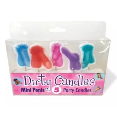 Set 5 Lumanari Dirty Candles Mini Penis, Mix Culori