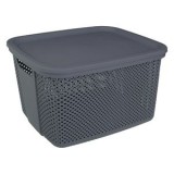 Cos de depozitare din plastic cu capac, 18L, antracit, CMCLASS