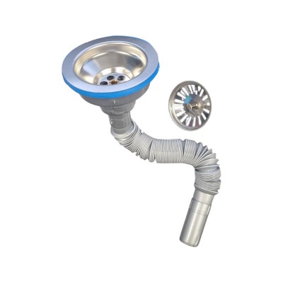 Sifon flexibil pentru chiuveta cu cap mare de 115 mm, gri, 1&amp;quot;1/2 - 32 mm foto