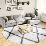 vidaXL Covor pufos &quot;PAMPLONA&quot; fire &icirc;nalte negru/crem modern &Oslash; 280 cm