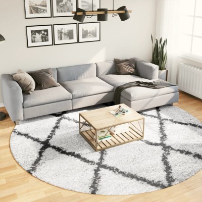 Covor pufos &amp;quot;PAMPLONA&amp;quot; fire &amp;icirc;nalte negru/crem modern &amp;Oslash; 280 cm foto