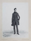 HENRI MALINVAUD , LITOGRAFIE DUPA UN DESEN de AUGUSTE RAFFET , MONOCROMA, DATATA 1848