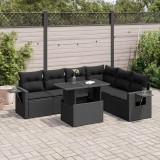 Cumpara ieftin Gossi set canapele de gradina cu perne, 7 piese, negru, poliratan