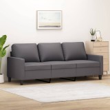 VidaXL Canapea cu 3 locuri, gri, 180 cm, piele ecologică