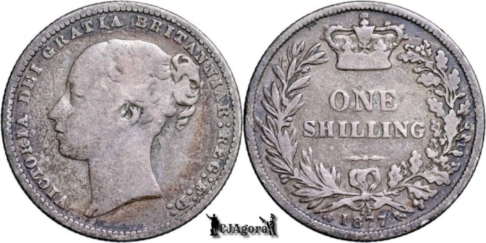 1877, 1 Shilling - Victoria - Regatul Unit al Marii Britanii și Irlandei