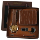 Set cadou pentru barbati 4 piese &ndash; Ceas, portcard, pix si breloc