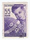 Romania, LP 406/1956, Ziua Internationala a Copilului, eroare, oblit.