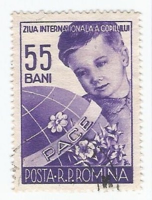 Romania, LP 406/1956, Ziua Internationala a Copilului, eroare, oblit. foto