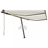 vidaXL Copertină automată cu senzor v&acirc;nt &amp; LED, crem, 400x350 cm