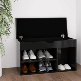 Cumpara ieftin Pantofar cu pernă, negru extralucios 80x30x47cm, lemn prelucrat